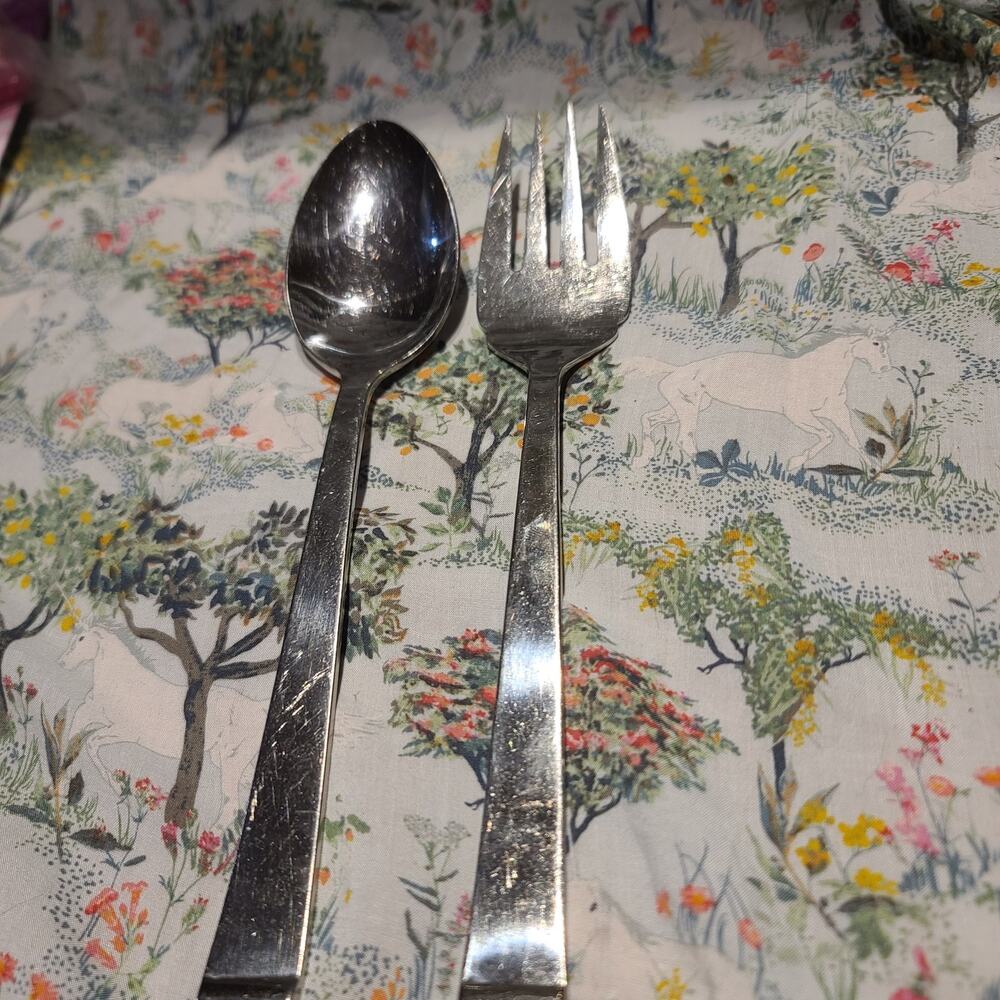 Stainless Steel Made in Korea 2 Piece Serving Spoon And Fork